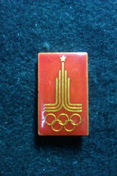 Значок Олимпиада-80, лакированный, 1, 7х2, 7см.